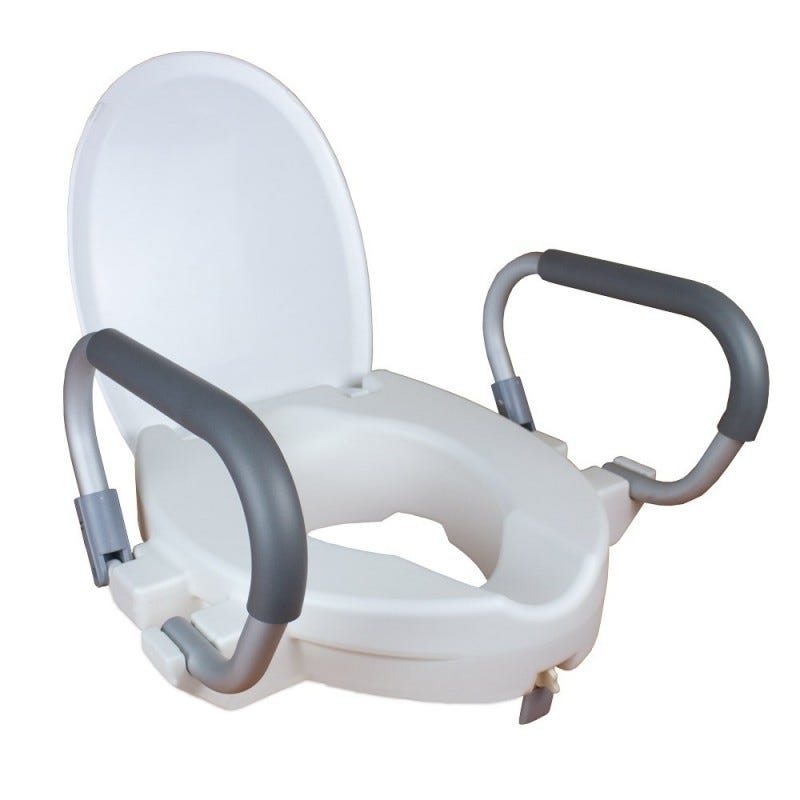 Mobiclinic Rialzo per WC adulti con braccioli Alcala 10 CM sedile per WC per  anziani bianco