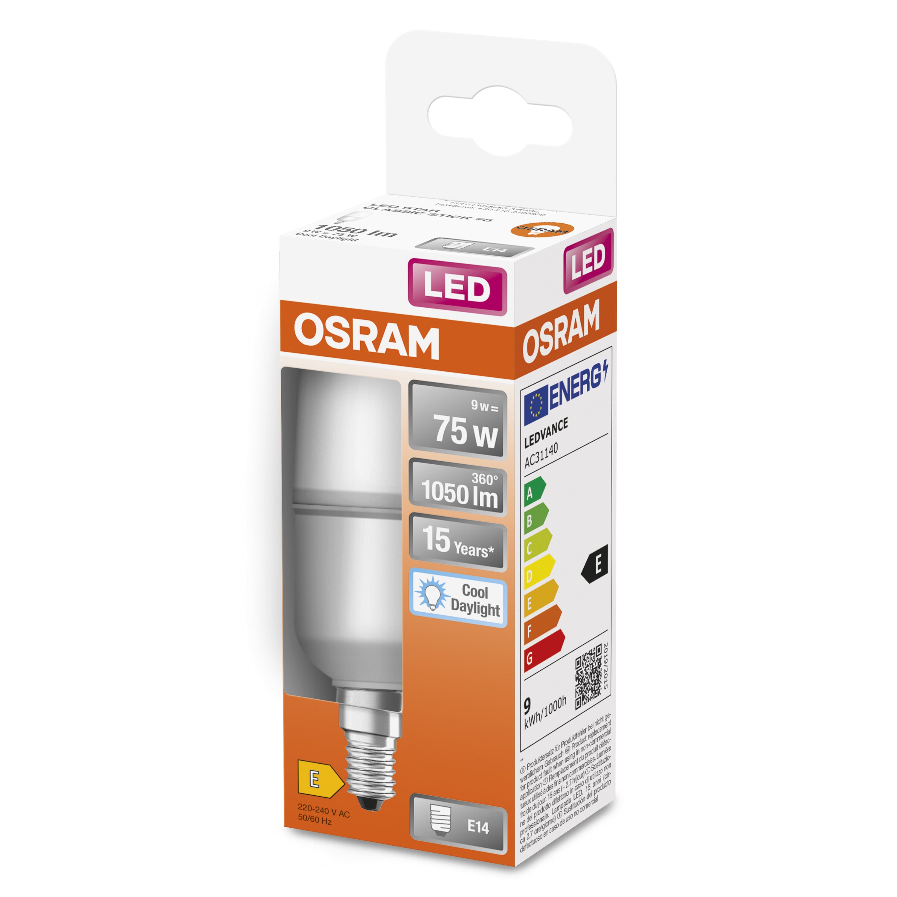 Ampoule dispositif led monté en surface (smd) dépoli linéaire E14 1050 Lm =  75 W