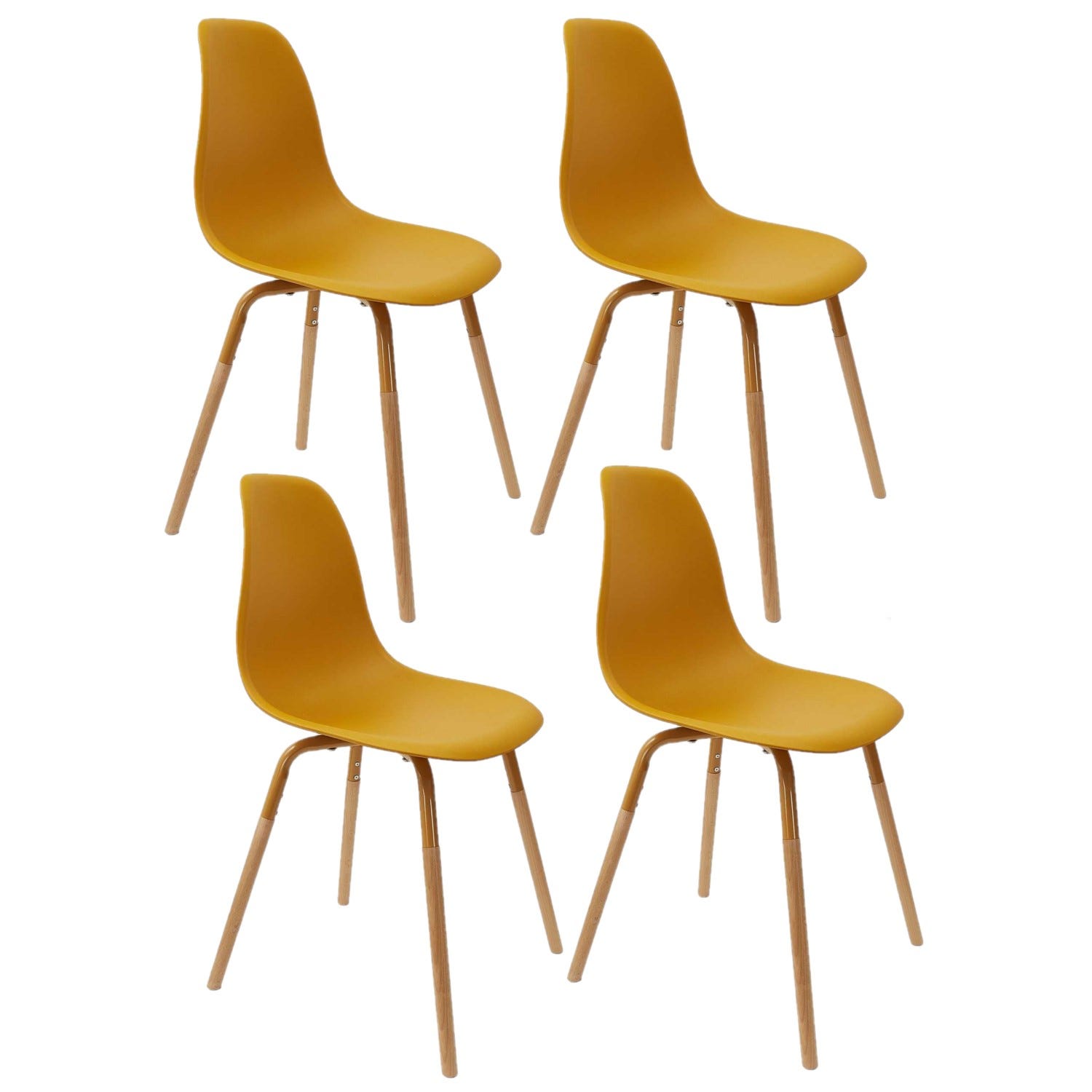 Lot de 4 chaises scandinaves. pieds bois de hêtre. chaises 1 place. vert  céladon