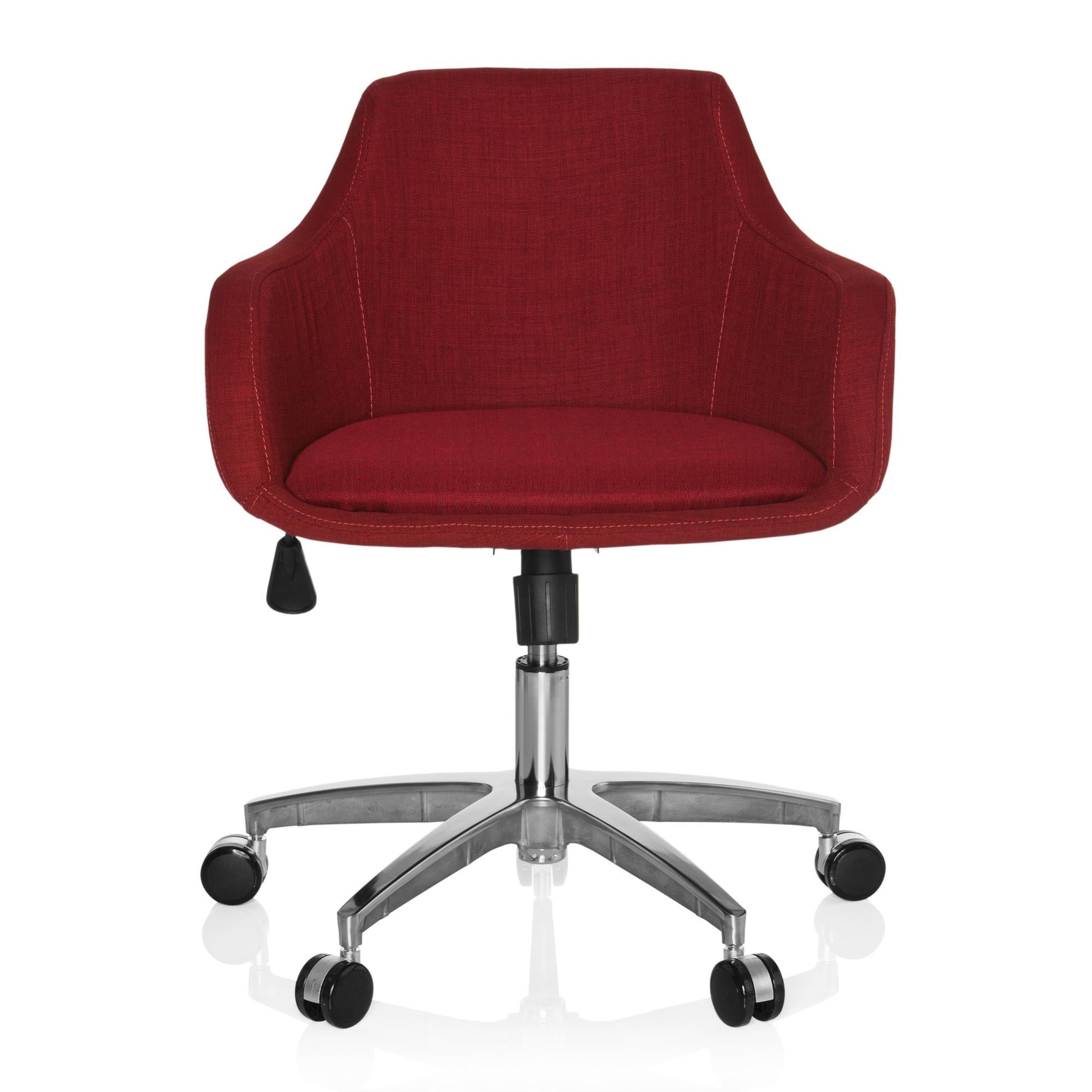 HJH Office Sedia Home Office SOLAO TED – Rivestita In Tessuto Bouclé Bianco, Design Retrò, Girevole Con Ruote - 5