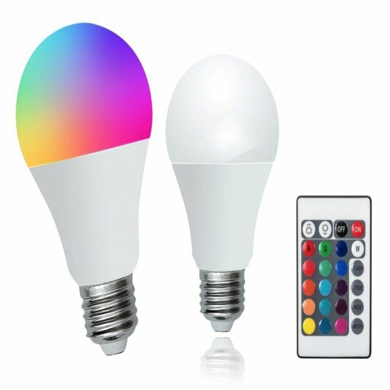 LAMPADINA LAMPADA FARETTO LED RGB CON TELECOMANDO LUCE MULTICOLOR E27 DA  INTERNO