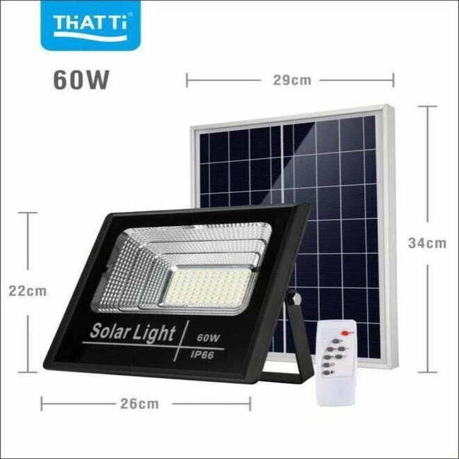 Faro LED Con Pannello Solare Integrato E Batteria, 10W/20W/30W, 6500K, Con Sensore Crepuscolare Per Accensione Automatica