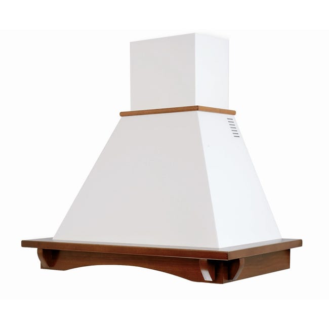 Caprichoso Influyente administrar CASTELLO campana de cocina rústica blanca con marco de madera con  incrustaciones de 60 cm | Leroy Merlin