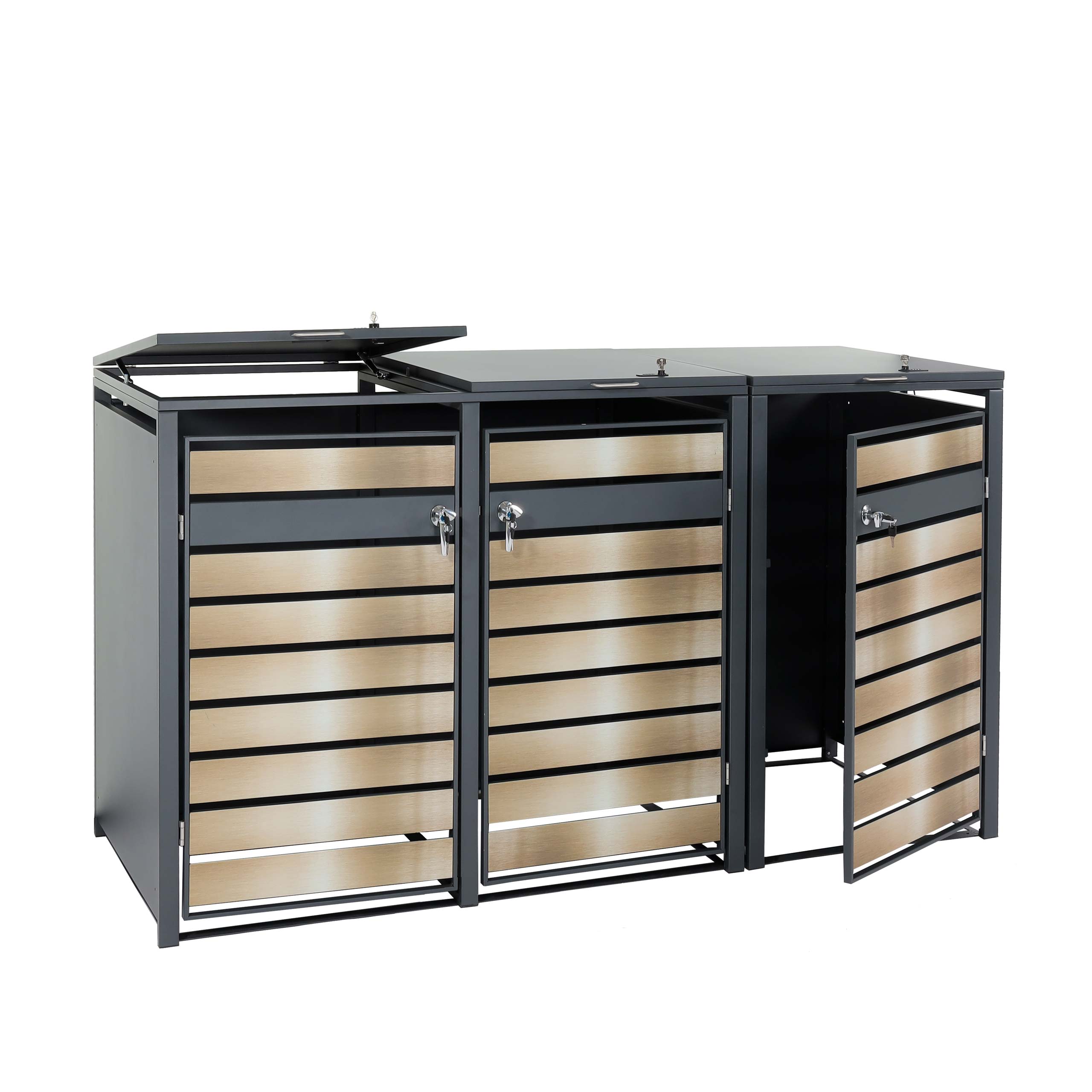 2X COPRIBIDONI BOX spazzatura rifiuti HWC-J28 Premium XL 102x142x117cm WPC  EUR 885,99 - PicClick IT