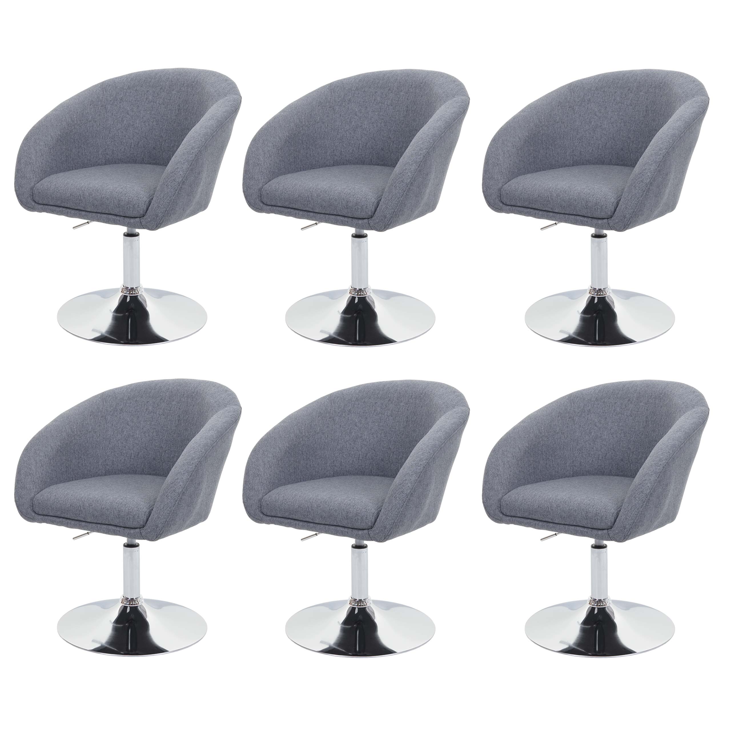 Lot de 6 chaises de salle à manger hauteur réglable en tissu gris