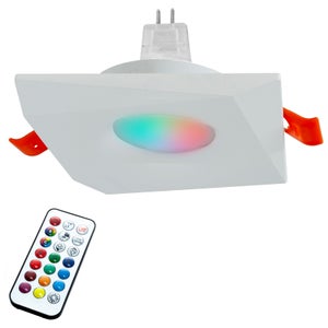 Spot encastré carré 12V LED 6W GU5.3 RGB RGBW 6000K chromothérapie cabine  de douche avec ballast COULEUR BLANC