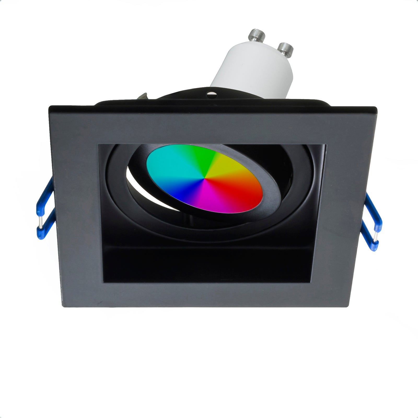 Spot encastré carré trou 65mm paillettes lampe LED RGB GU10 lumière colorée  plafond disco bar boutique 230V BLANC RGBW + 3000K