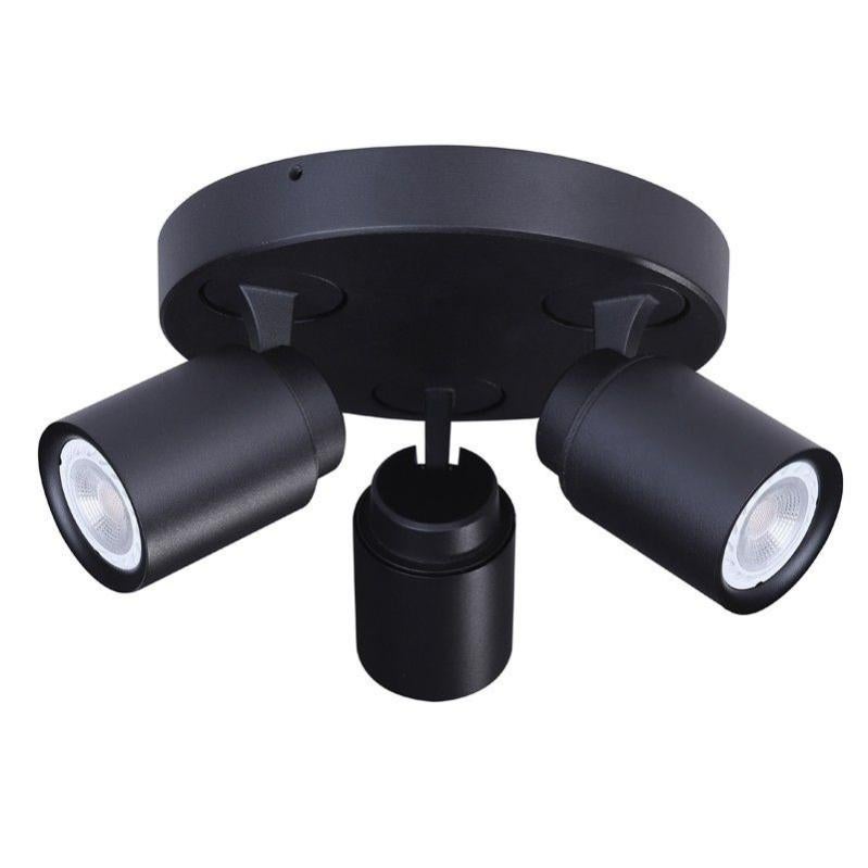 Plafonnier 3 Spots Orientables NOIR et OR pour Ampoule GU10