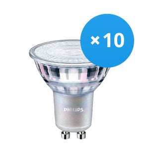Lot 10x Philips MASTER LEDspot ExpertColor GU10 PAR16 3.9W 280lm 36D - 930  Blanc Chaud, Meilleur rendu des couleurs - Dimmable - Équivalent 35W