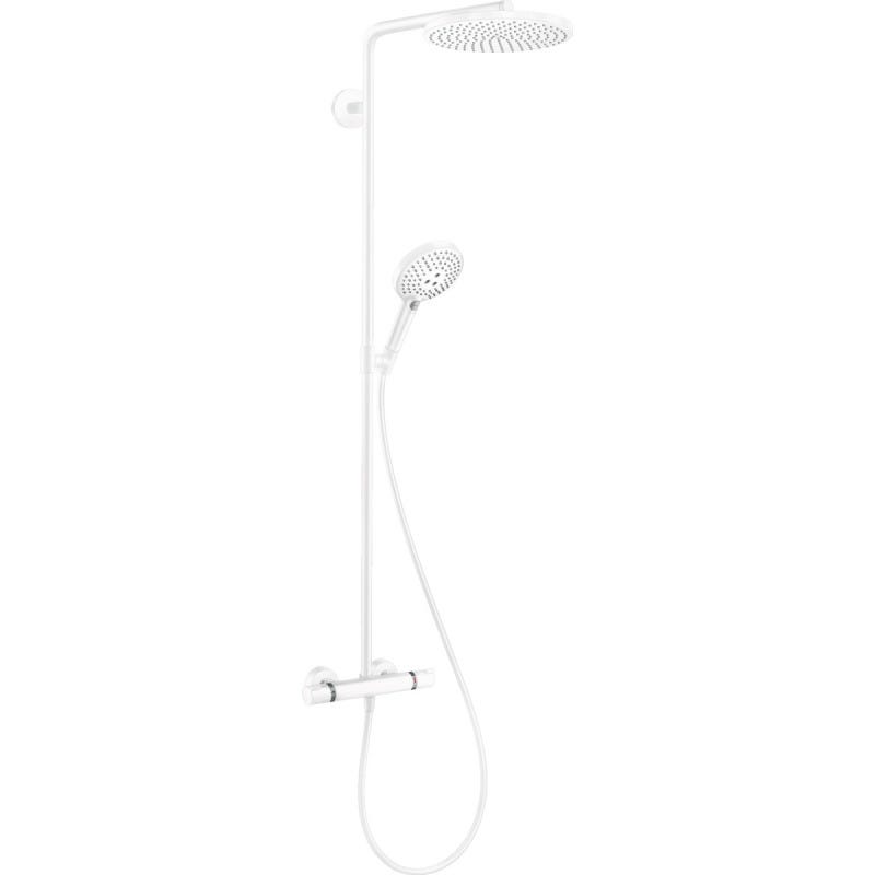 hansgrohe Raindance Select S - Colonne de douche avec mitigeur  thermostatique, douche pluie 240 mm avec robinet, douchette (3 jets),  support, flexible
