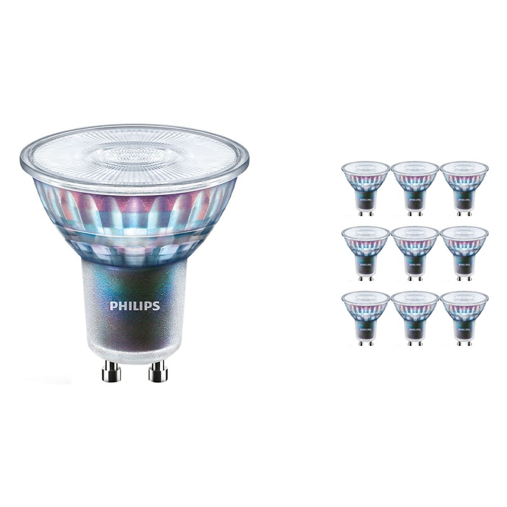 Lot 10x Philips MASTER LEDspot ExpertColor GU10 PAR16 3.9W 280lm 36D - 930  Blanc Chaud, Meilleur rendu des couleurs - Dimmable - Équivalent 35W