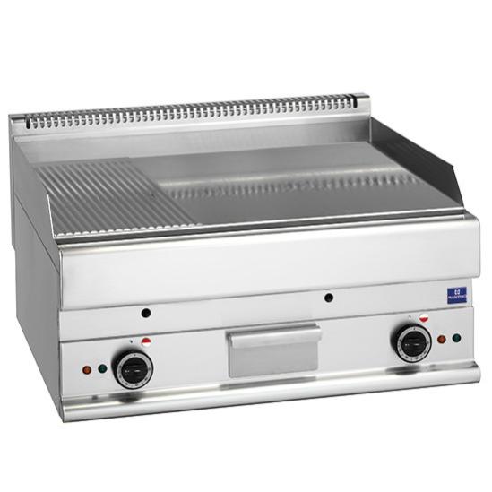 Plaque Chauffante Gastro électrique CROSSON 40x40 Cm - Surface Lisse Et Rainurée | 2500W, Thermostat 300°C