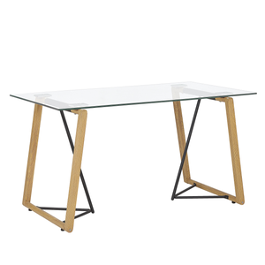 Tavolo da pranzo legno chiaro e bianco 140 x 80 cm BIONDI 