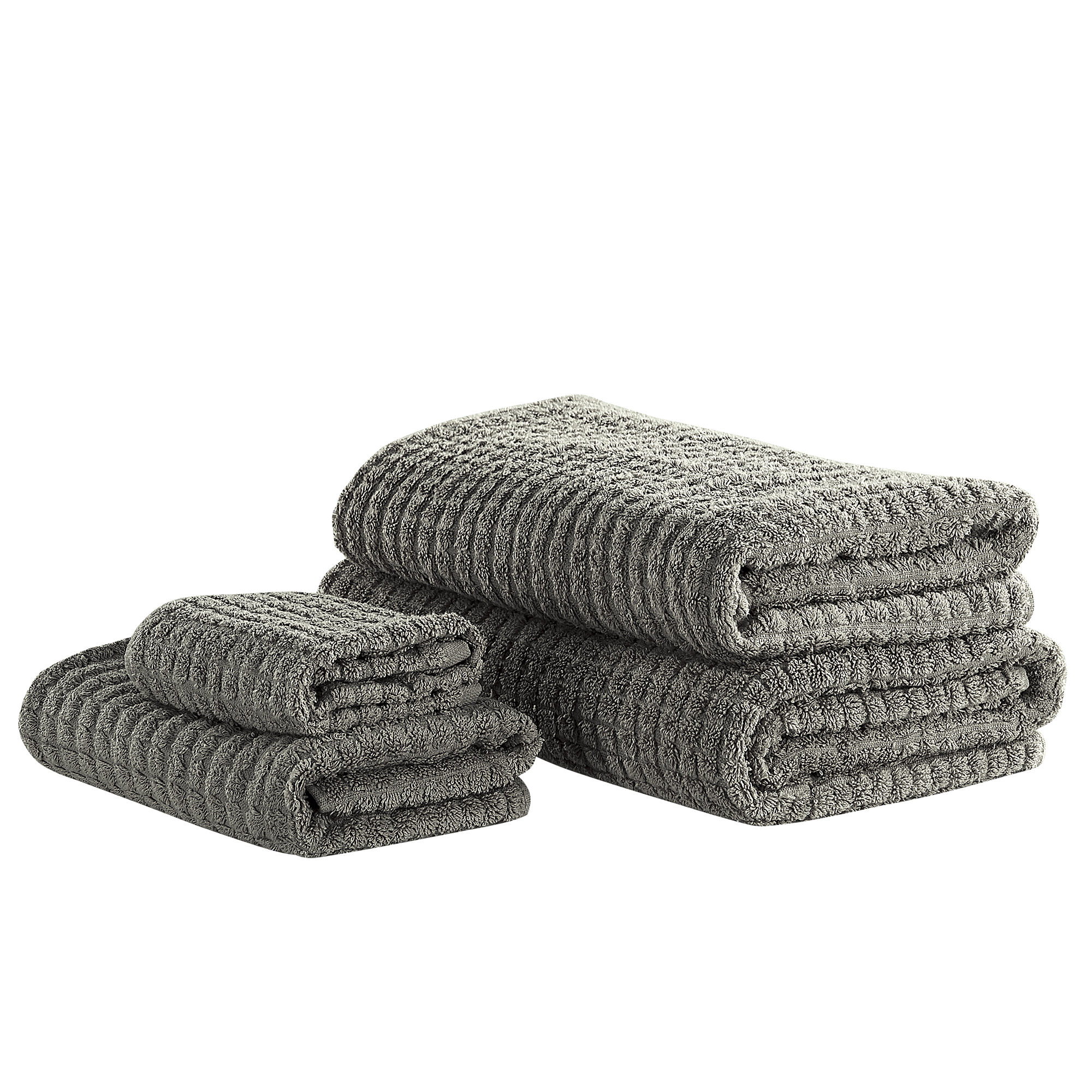 Set di 4 asciugamani in cotone grigio ATAI