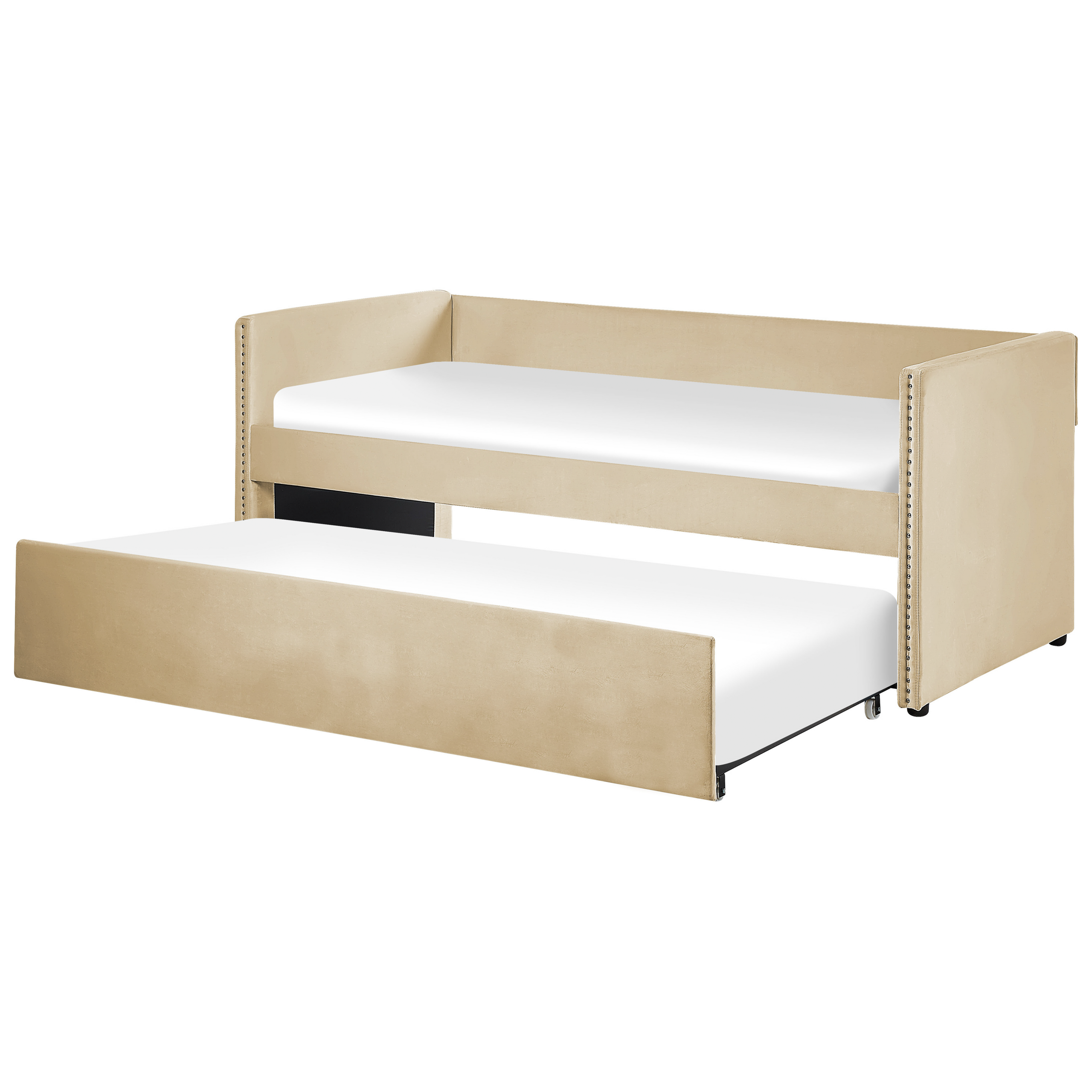 Beliani cama con somier de terciopelo beige 90 x 200 cm troyes