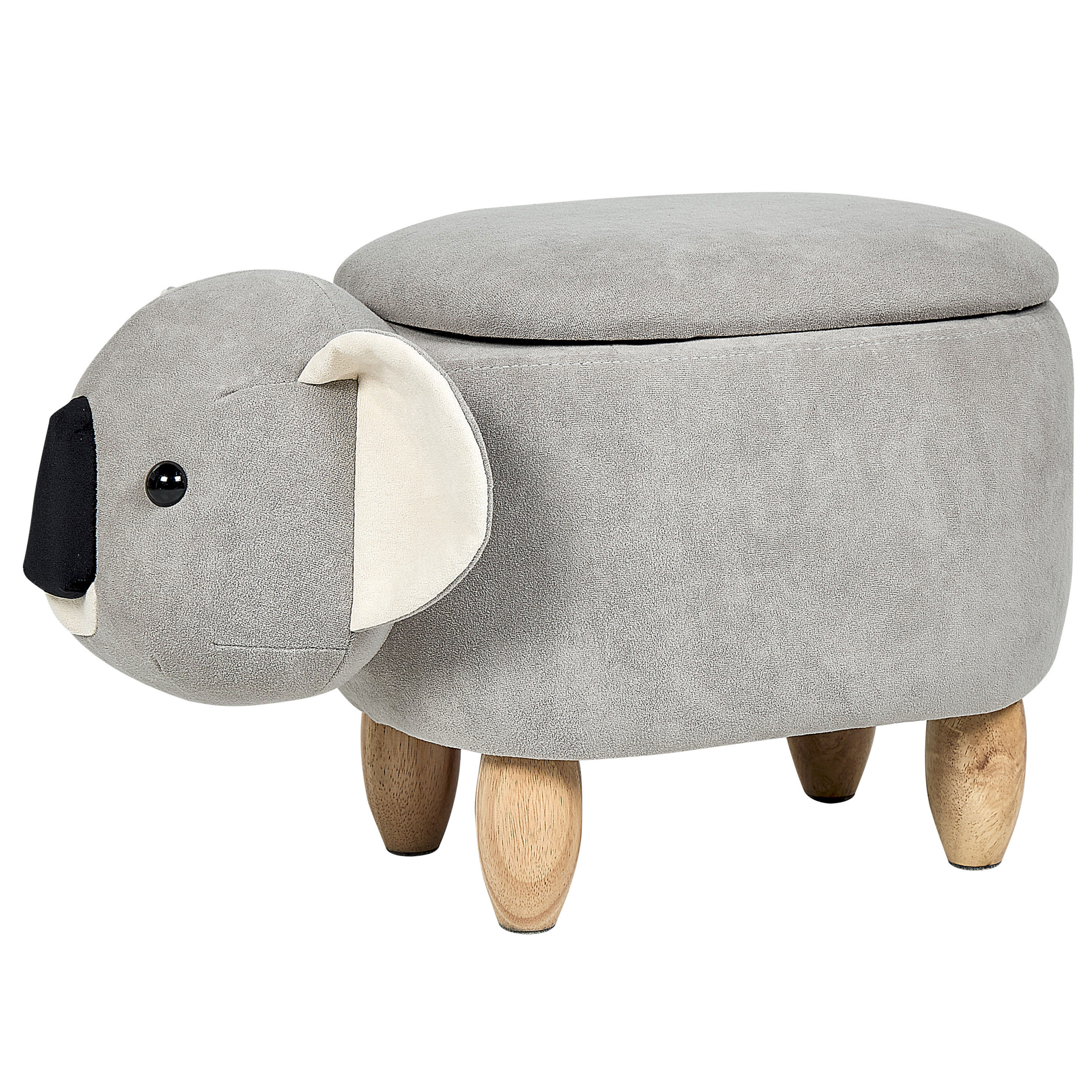 Pouf grigio in poliestere riccio portaoggetti Ø 44 cm