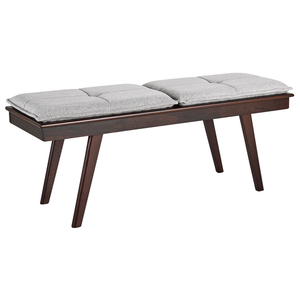 Bout de lit banc en tissu beige et bois clair massif L124 cm MORRIS -  Miliboo