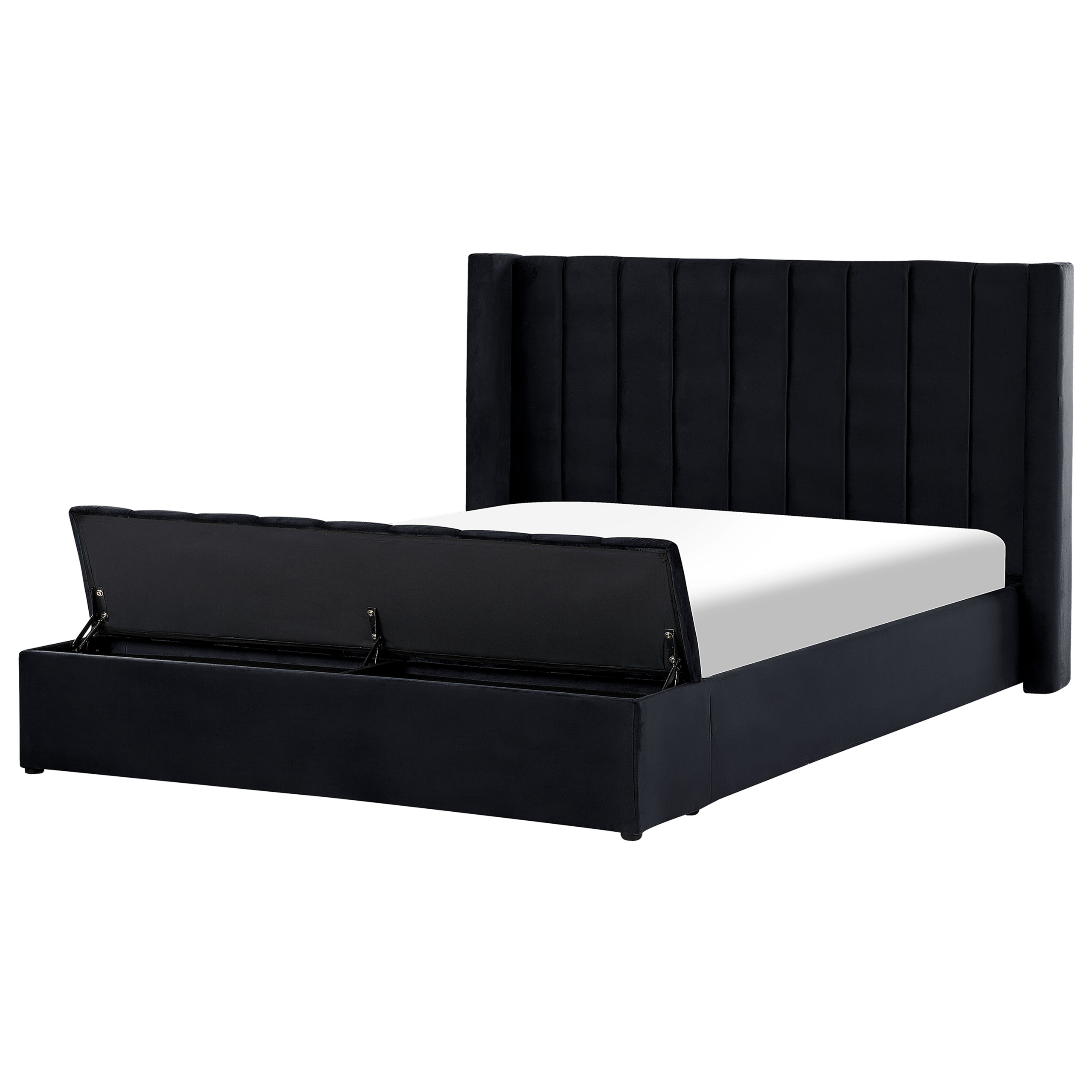 Beliani cama con somier de terciopelo negro 180 x 200 cm noyers