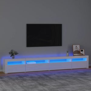 VidaXL Mobile Porta TV con Luci LED Bianco Lucido 270x35x40 cm