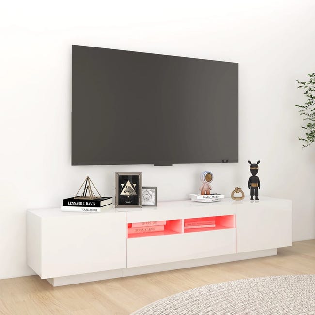 Mobile porta TV moderno televisione soggiorno BIANCO 150X41X43 con LED  026630BO