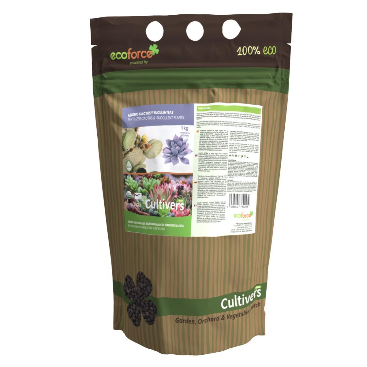 CULTIVERS Engrais naturel pour cactus et plantes succulentes, 1kg. Engrais à libération lente et