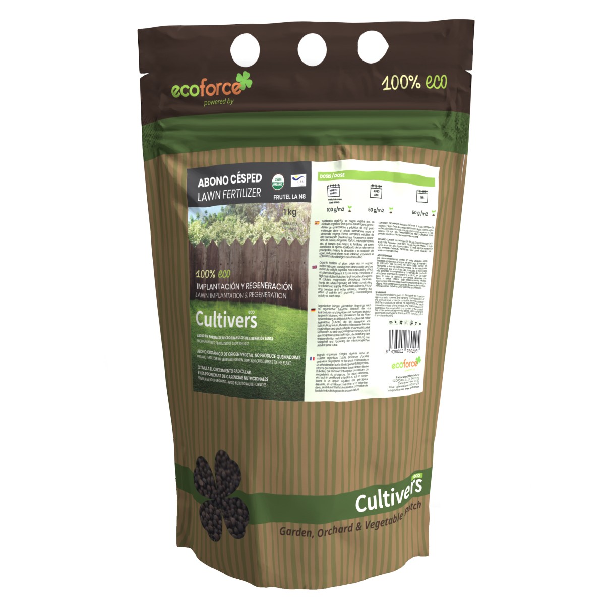 CULTIVERS Engrais organique pour gazon 1 kg. Engrais granulé 100 naturel et végétalien à