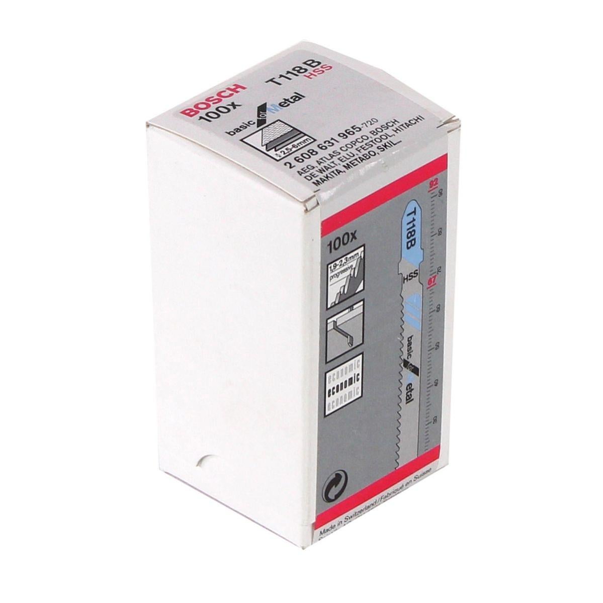 Pack De 5 Lames Bosch T1118B Pour Scie Sauteuse - HSS Ondulée Fraisée - Métal - Neuf