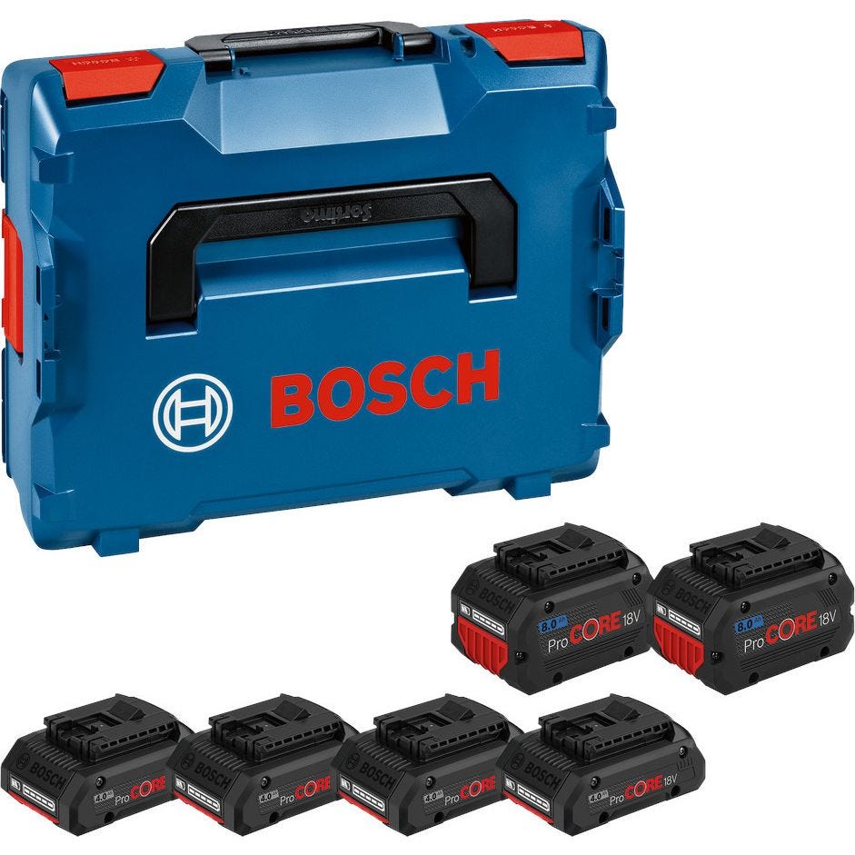 Bosch Professional 18V System Set batterie: 4 ProCORE18V 4.0Ah, 2  ProCORE18V 8.0Ah (incl. 1/1 inserto L-BOXX per Starter set, in L-BOXX 136)