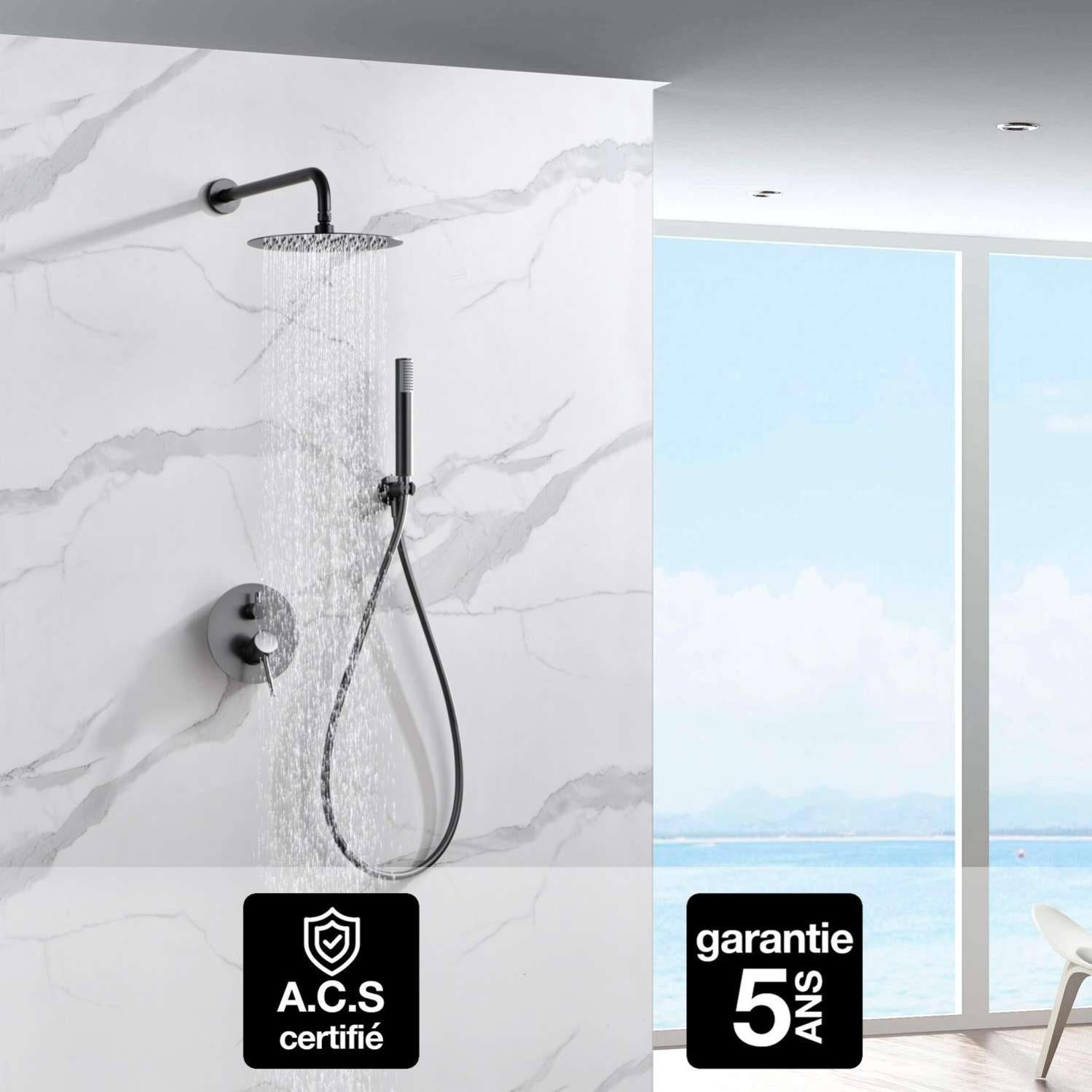 Colonne de douche Encastrée Mécanique IMEX MONZA GPM039/BGM Noir Gun Métal (PVD) Leroy Merlin