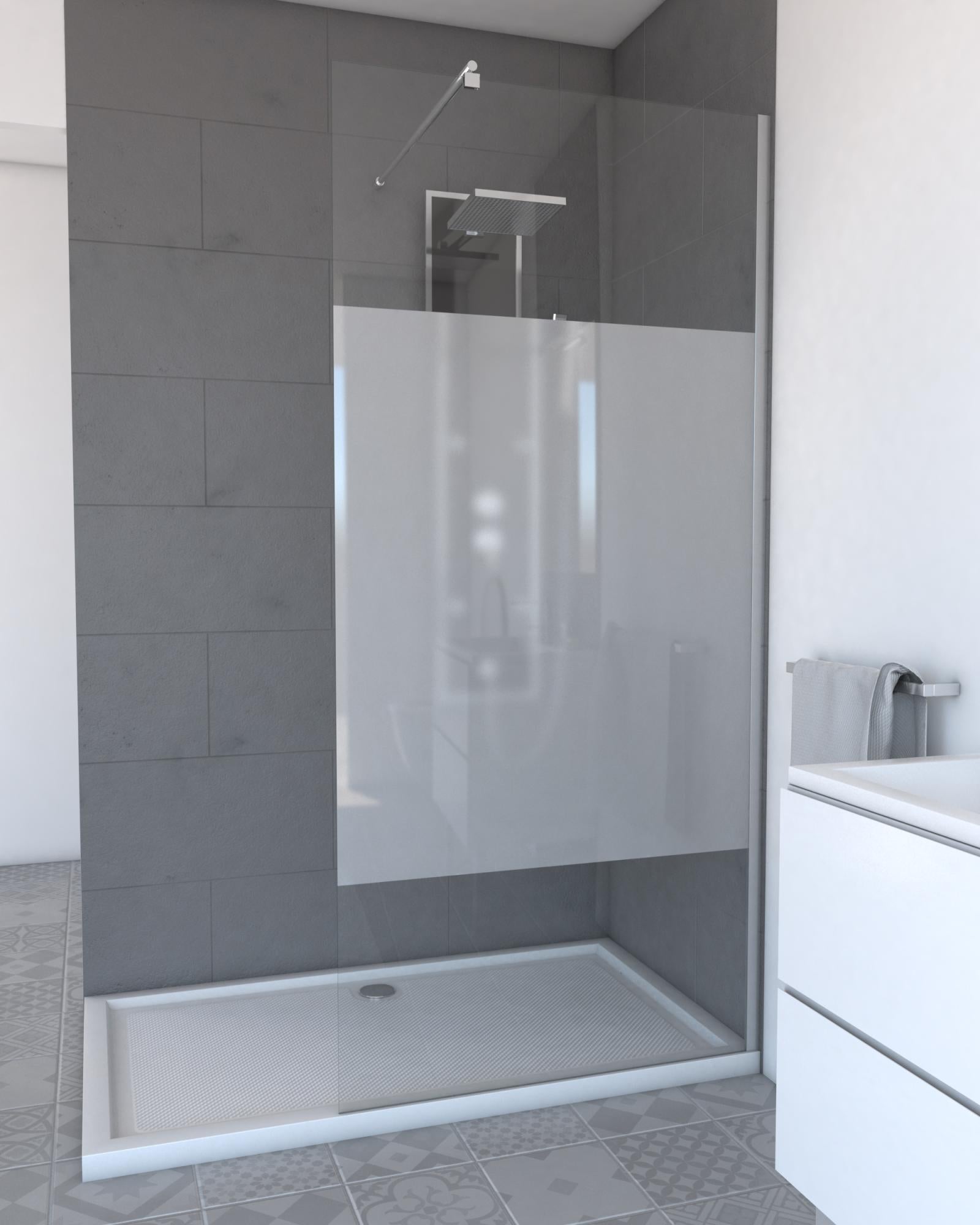 Paroi de douche a l'italienne 90x200 cm VERRE TRANSPARENT 8mm avec