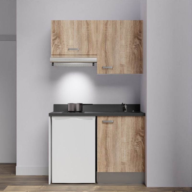 Kitchenette 120cm ,2 elect,1c inox,frigo 48cm