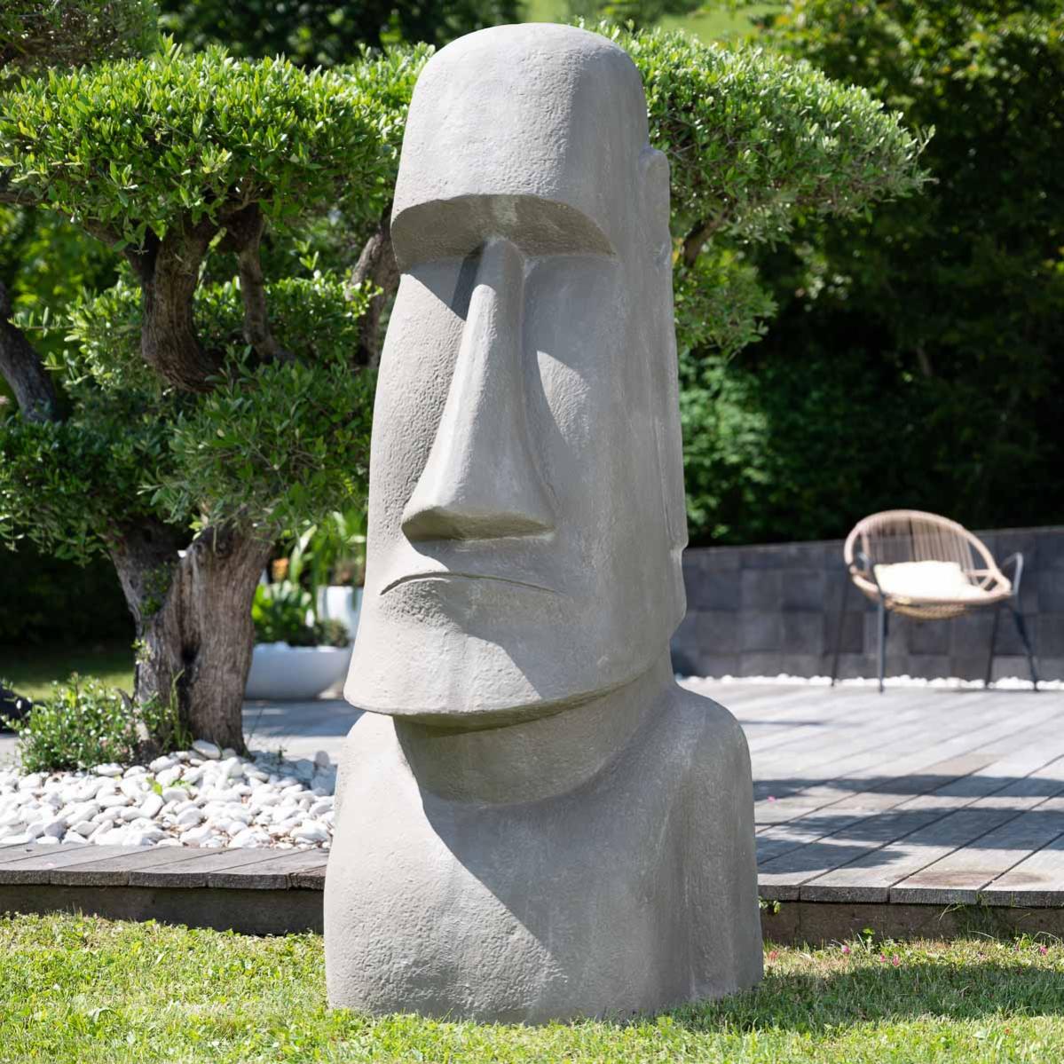 Statue jardin moai géant de l'ile de Pâques 1m50 Leroy Merlin