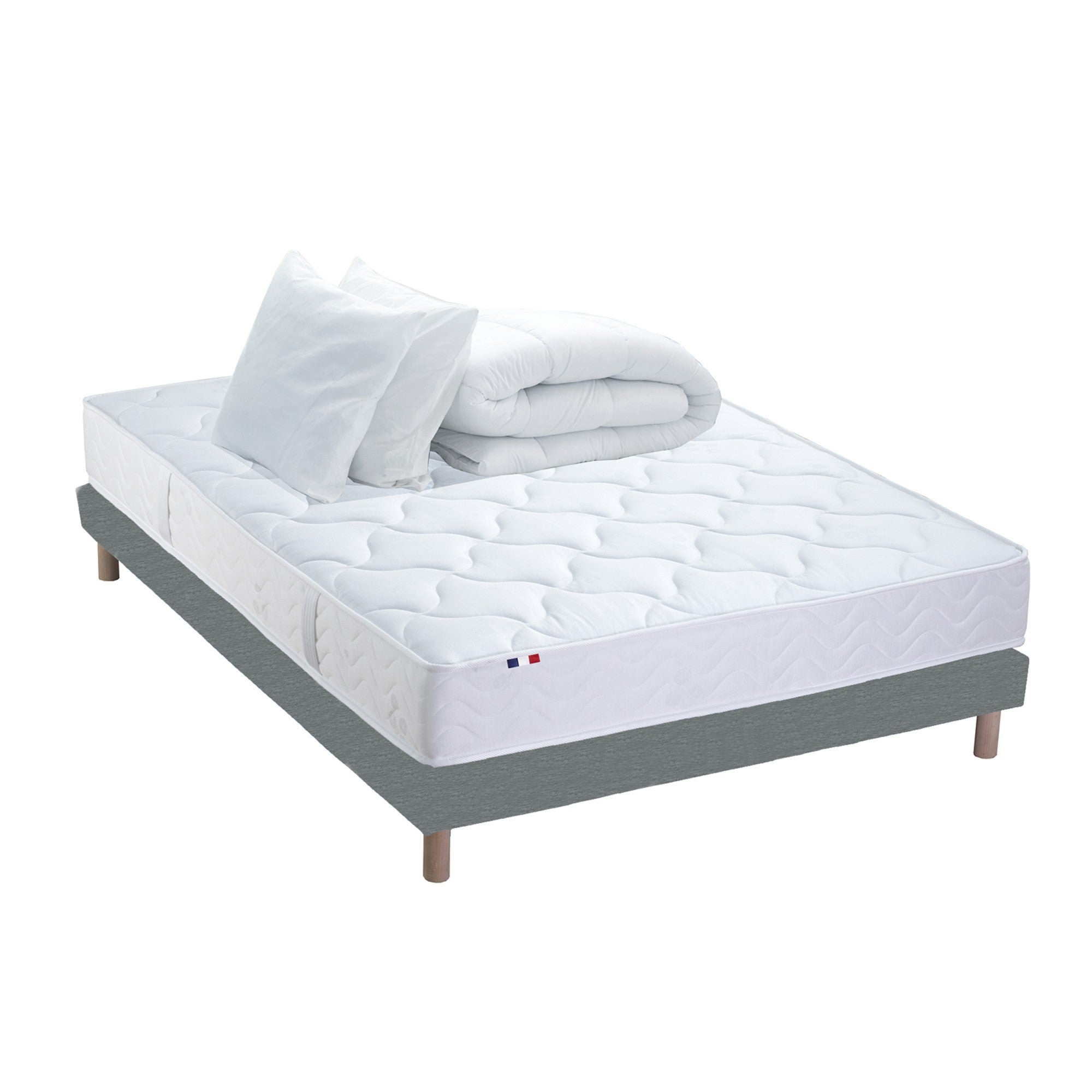 Pack ASTRE Ensemble Matelas Ressorts + Sommier + Couette + Oreillers ...