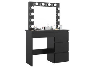 Elettra Black Coiffeuse table de maquillage noi 3 Miroirs à LED