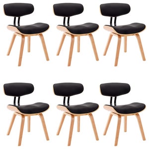 Decoshop26 - Lot de 6 chaises de salle à manger cuisine design intemporel  bois courbé et synthétique noir CDS022663 - Chaises - Rue du Commerce