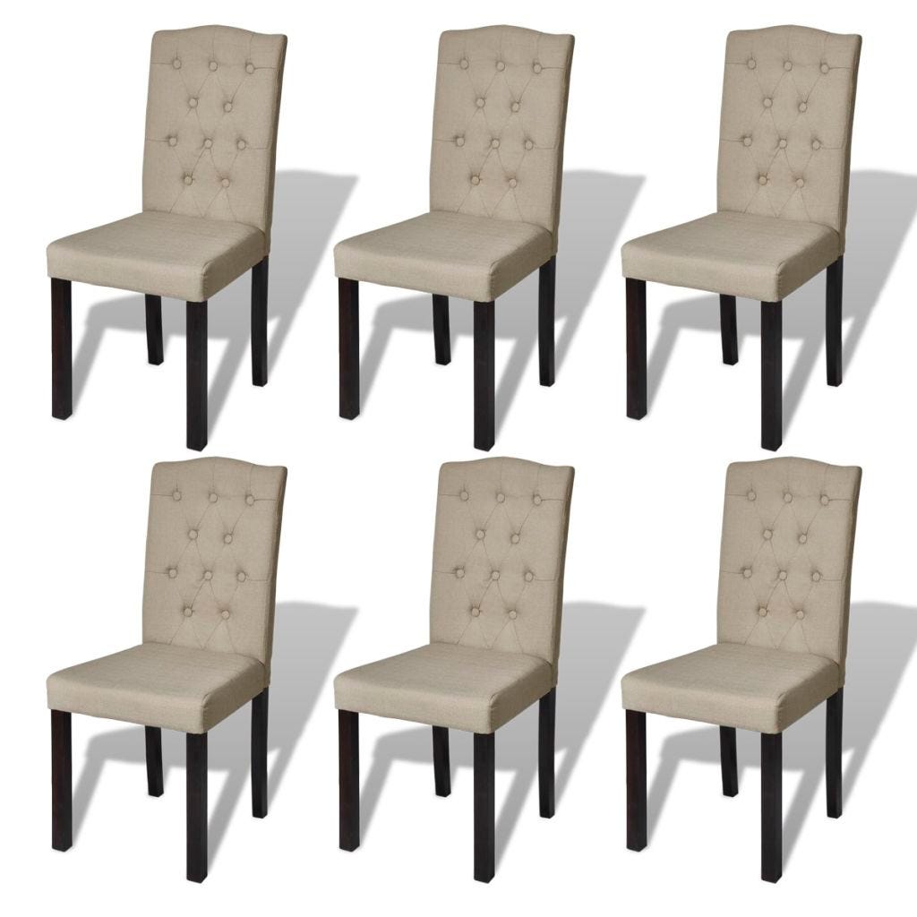 Lot de 6 chaises de salle à manger cuisine design moderne tissu poil de  chameau CDS022780