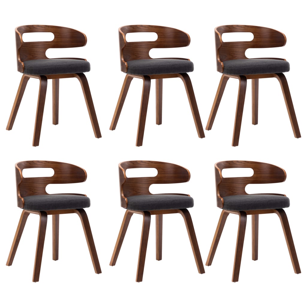 Lot de 6 chaises de salle à manger cuisine design intemporel bois courbé et  synthétique noir CDS022663