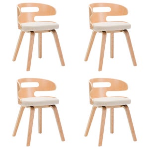 Lot de 4 chaises de salle à manger cuisine design intemporel bois courbé et  synthétique crème CDS021451