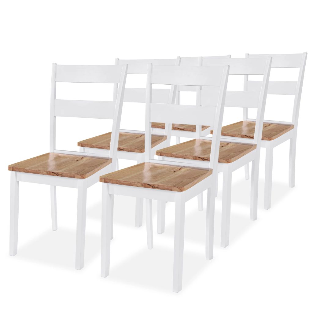 Lot de 6 chaises de salle à manger cuisine design classique blanc bois  d'hévéa massif cds022151 - Conforama