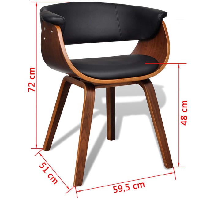 Lot de 6 chaises de salle à manger cuisine style chic et moderne bois  courbé marron et synthétique noir CDS022237