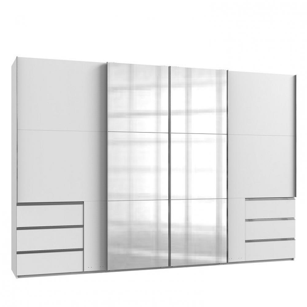Armoire coulissante LISBETH 2 portes 6 tiroirs blanc 2 miroirs 350 x 236 cm hauteur Leroy Merlin