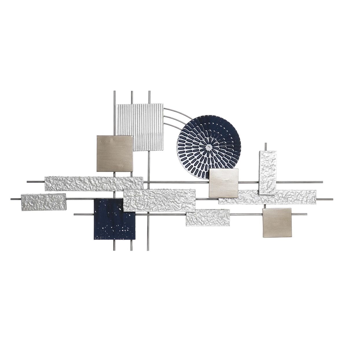 Decoración de pared dkd home decor gris azul metal moderno (120 x 5,7 x 59 cm)