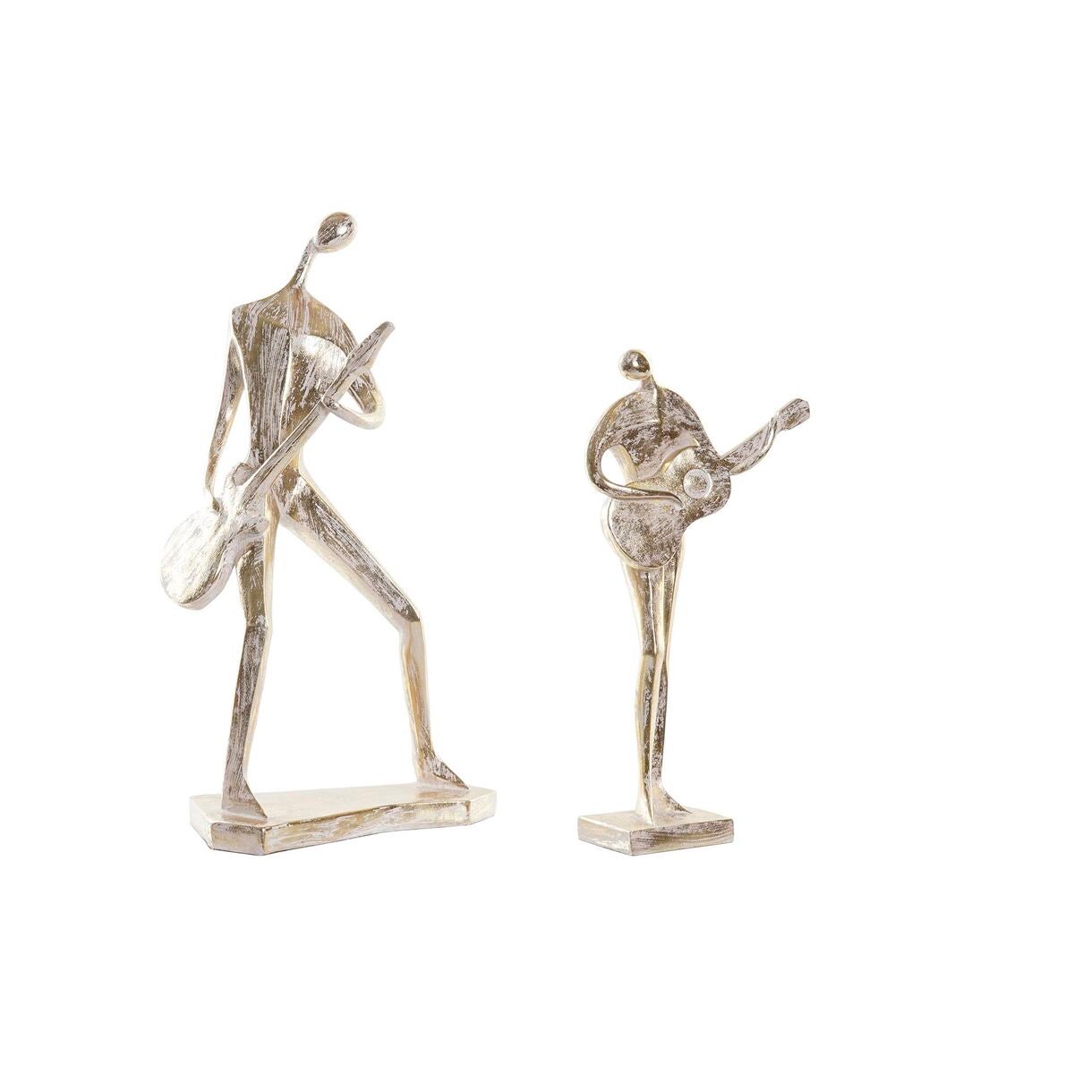 Figura decorativa dkd home decor dorado resina músico tradicional (21 x 13 x 42 cm) (2 unidades)