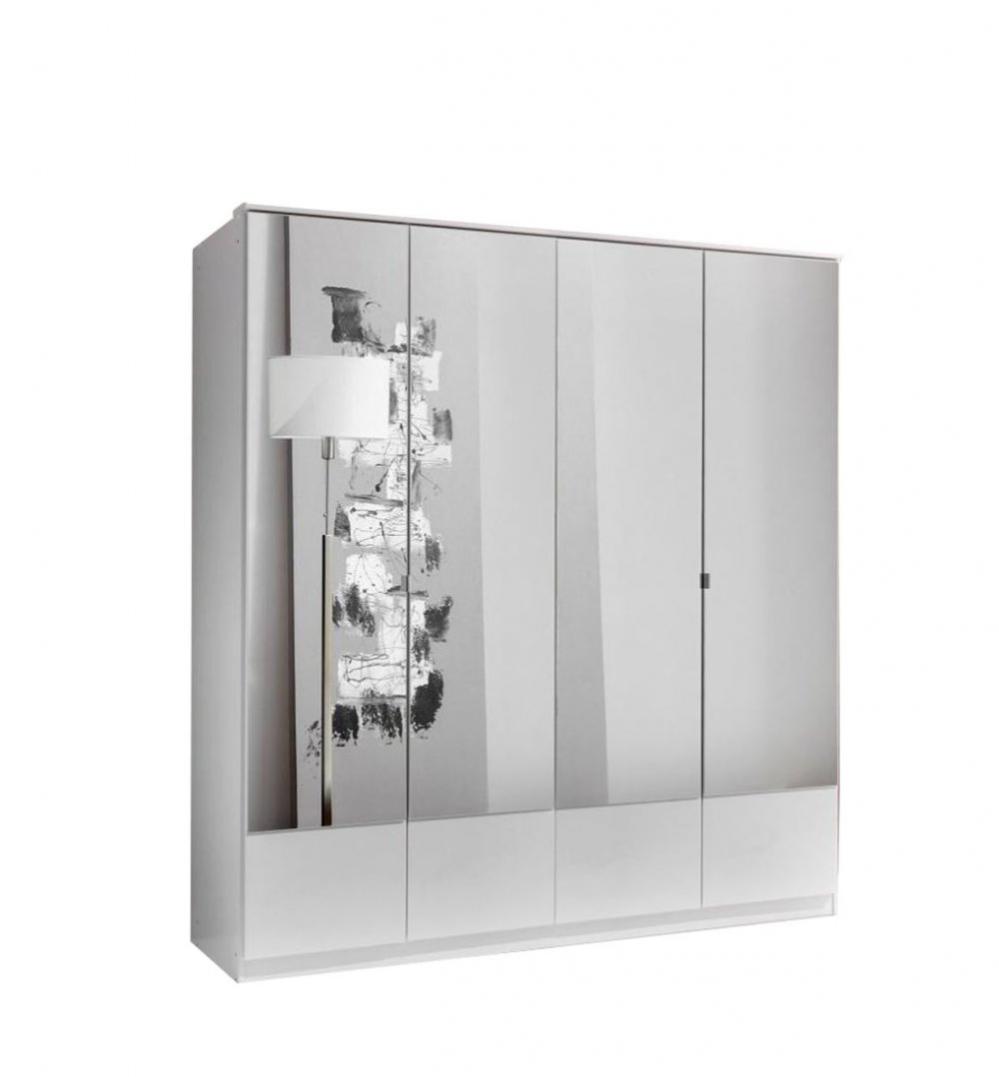 Armoire penderie DINGLE 4 portes miroirs largeur 179 blanche Leroy Merlin