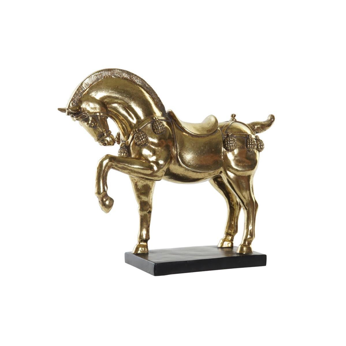 Figurine Décorative DKD Home Decor Cheval Noir Doré Résine (29 x 9 x 25