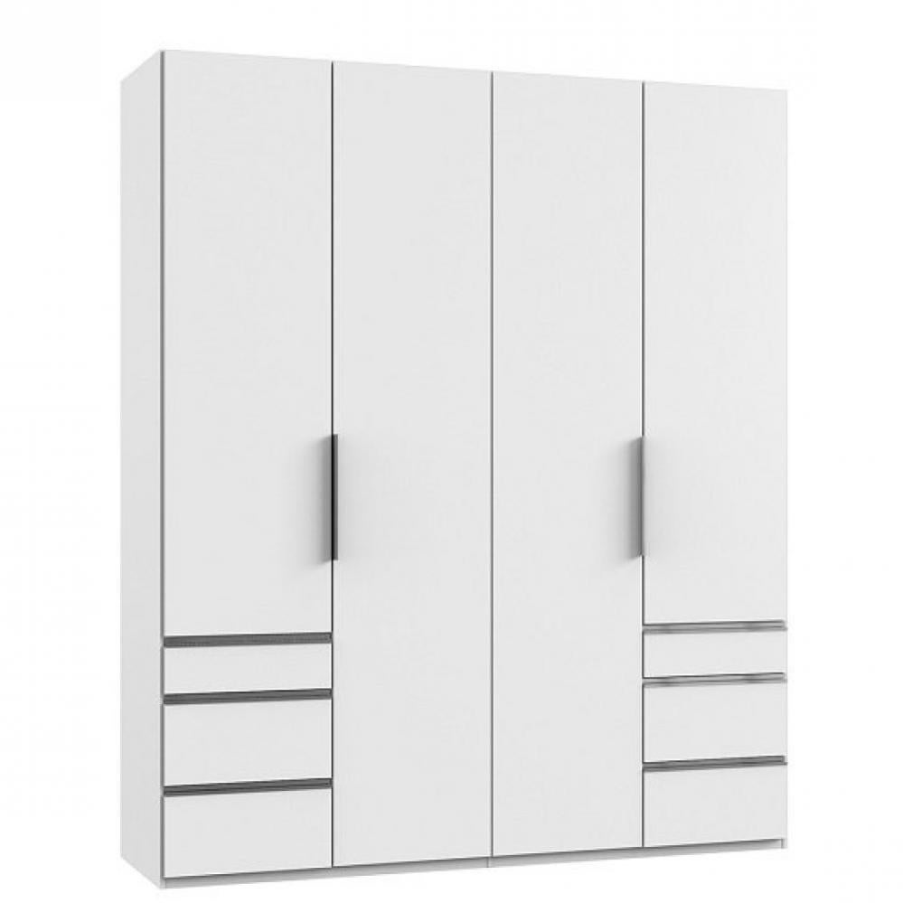 Armoire de rangement LISBETH 4 portes 6 tiroirs blanc 200 x 236 cm