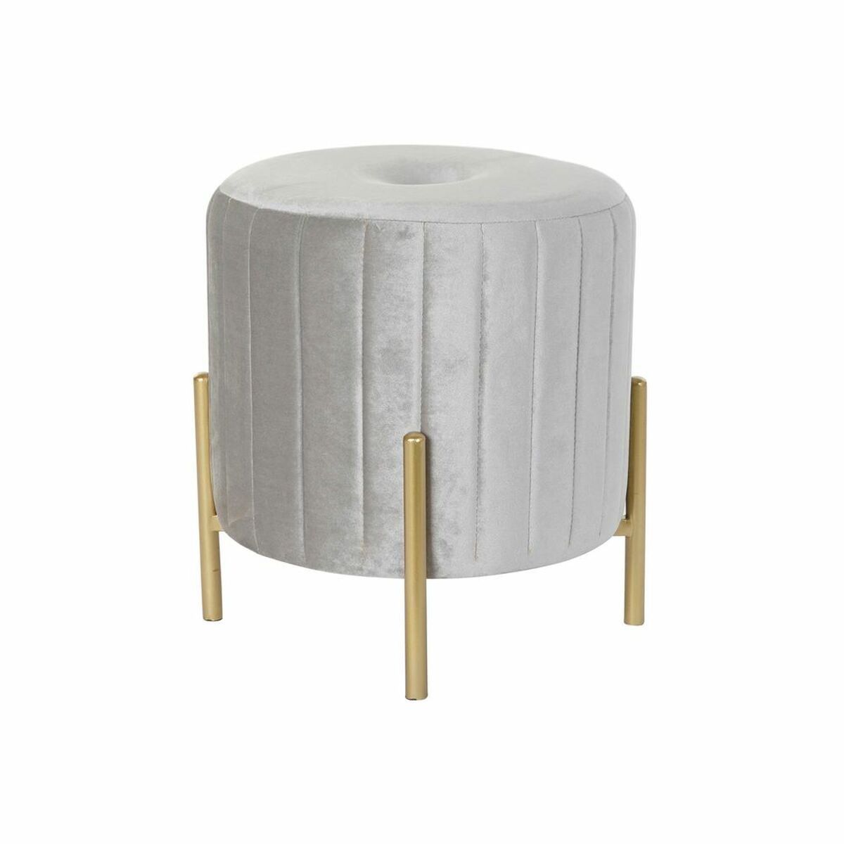 Reposapiés dkd home decor gris terciopelo metal dorado (44 x 44 x 46 cm)