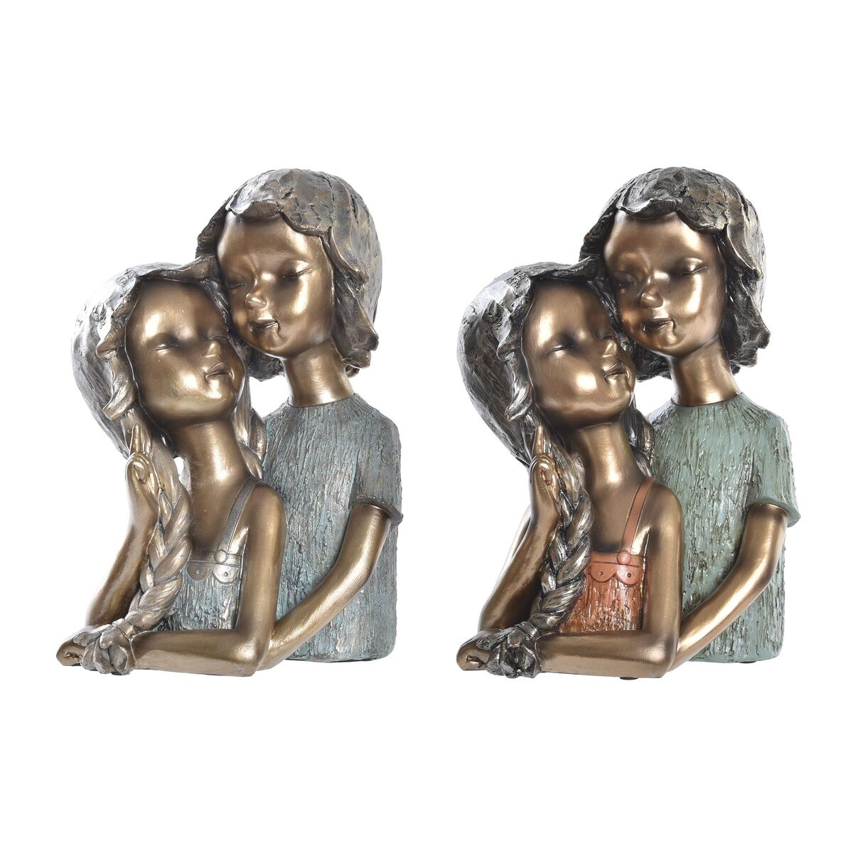 Figura decorativa dkd home decor rojo dorado turquesa resina niños moderno (19 x 15 x 28 cm) (2 unidades)