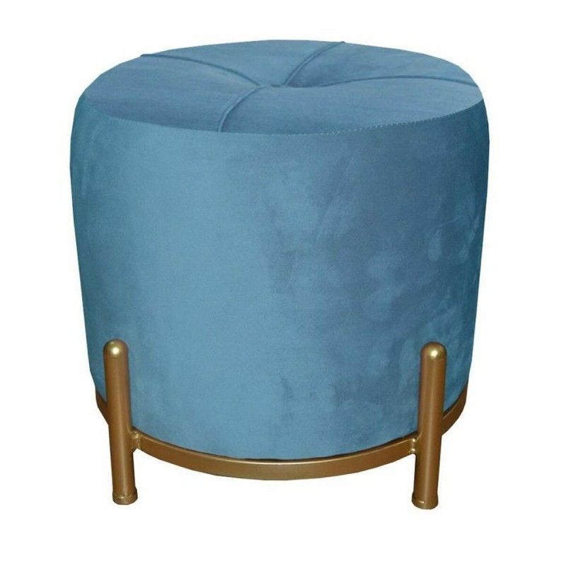 Reposapiés dkd home decor azul poliéster metal dorado (38 x 38 x 34 cm)