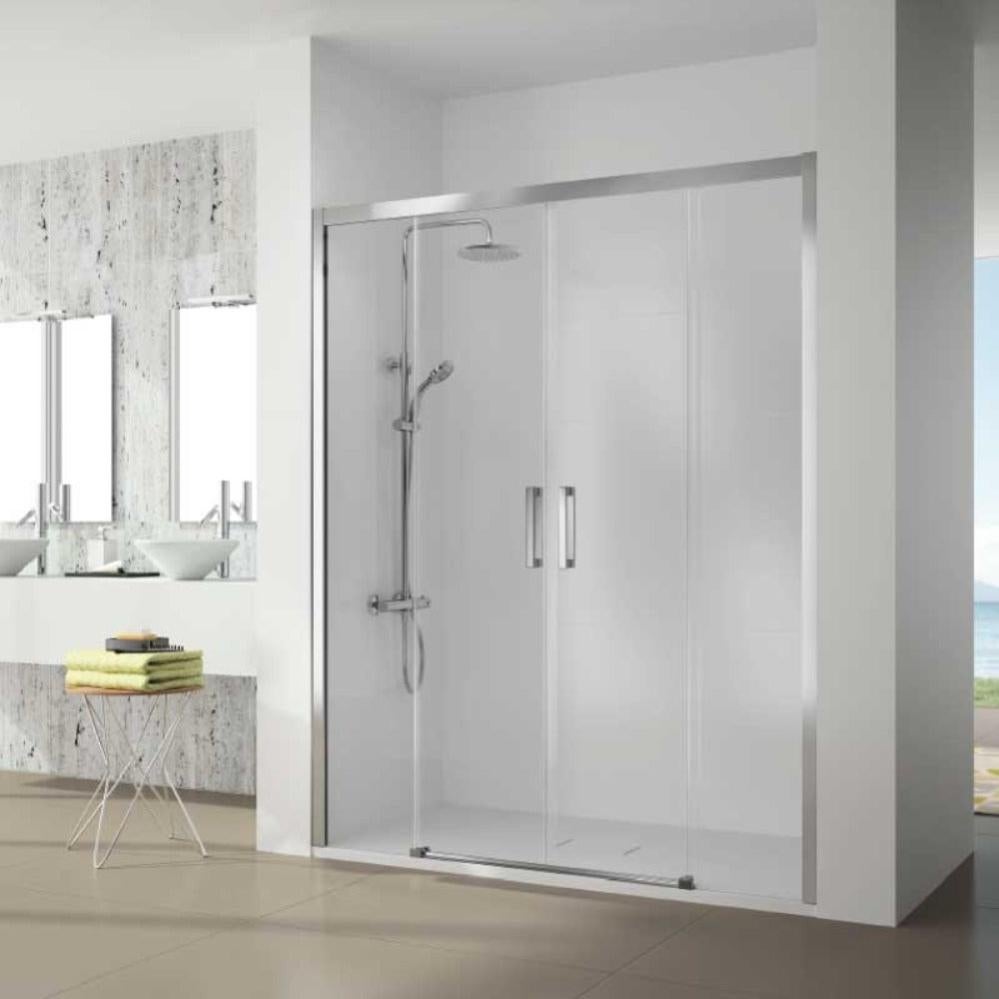 Paroi de douche 2 verres fixes + 2 portes coulissantes S400 190 cm Sans